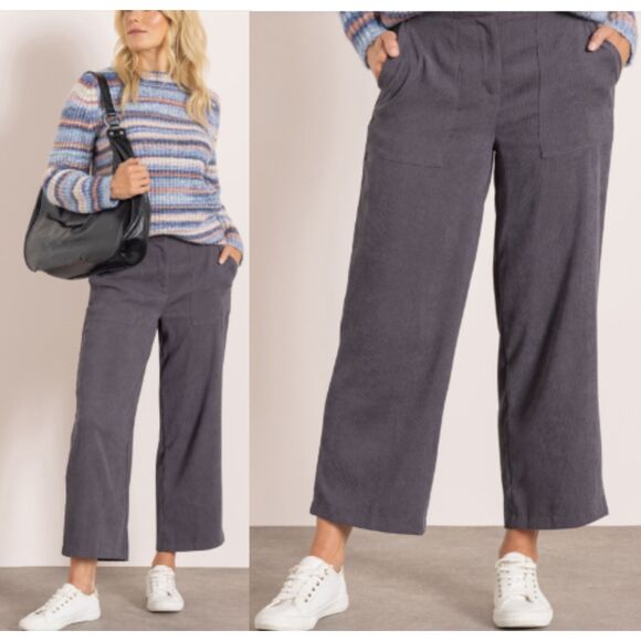 Yarra Trail Pants Women Size 14 Charcoal Gray Lightweight Neutral 100% Linen - Picture 1 of 6